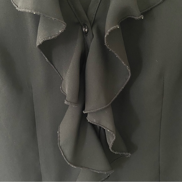 Vintage 90s Suzy Shier Black Ruffle Blouse - Picture 5 of 14